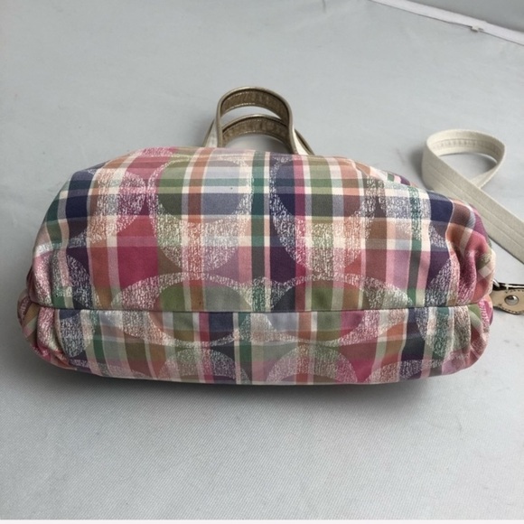 Coach Poppy Daisy pink multicolor madras signature C logo crossbody - Picture 4 of 14